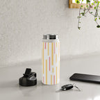 Interrupted Lines Mid-Century Modern Pattern in Mustard Yellow, Bright Pink, and White Water Bottle Gallery Image 4