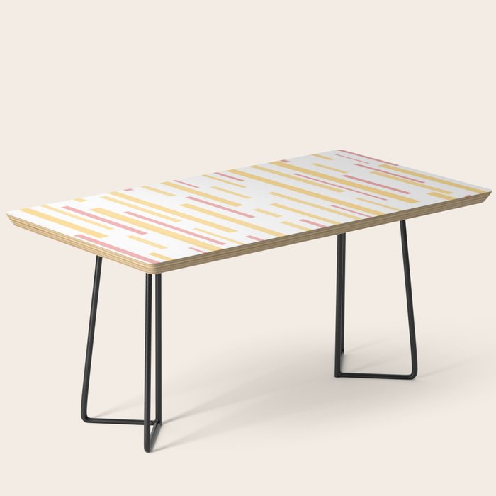 Interrupted Lines Mid-Century Modern Pattern in Mustard Yellow, Bright Pink, and White Coffee Table Gallery Image 1