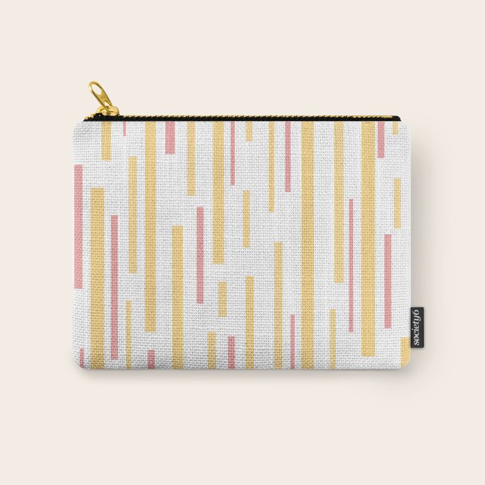 Interrupted Lines Mid-Century Modern Pattern in Mustard Yellow, Bright Pink, and White Carry All Pouch Gallery Image 1