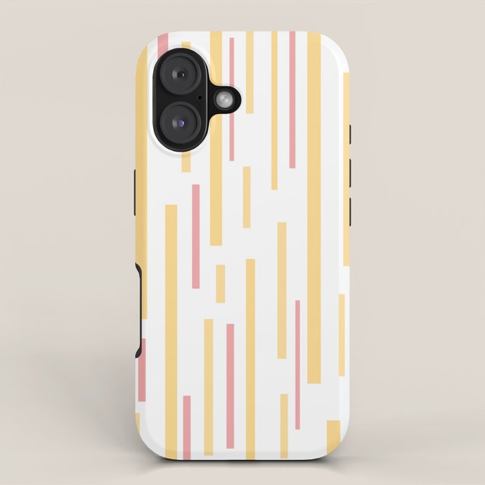 Interrupted Lines Mid-Century Modern Pattern in Mustard Yellow, Bright Pink, and White iPhone Case Gallery Image 1