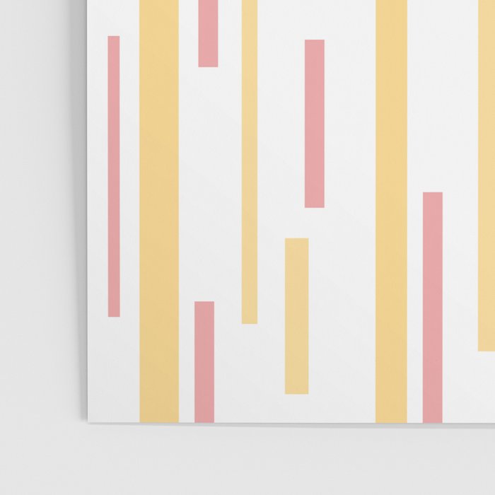 Interrupted Lines Mid-Century Modern Pattern in Mustard Yellow, Bright Pink, and White Poster Gallery Image 3