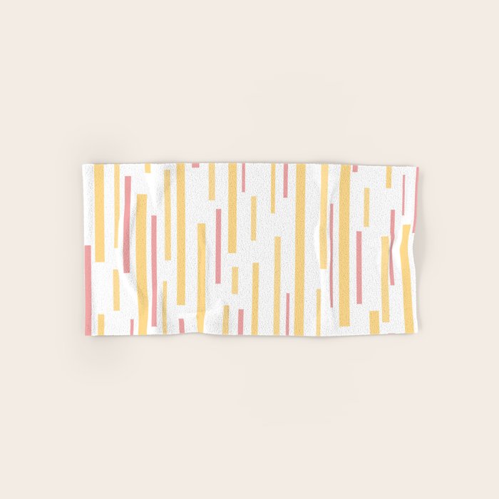 Interrupted Lines Mid-Century Modern Pattern in Mustard Yellow, Bright Pink, and White Towels Gallery Image 1