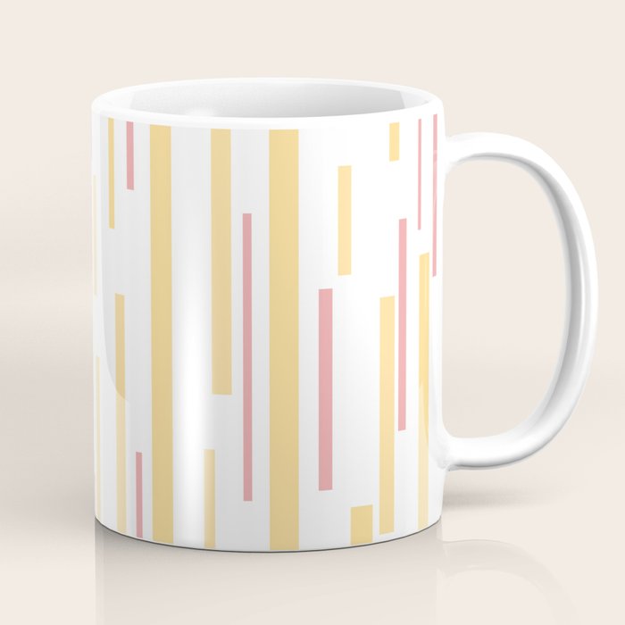 Interrupted Lines Mid-Century Modern Pattern in Mustard Yellow, Bright Pink, and White Coffee Mug Gallery Image 1