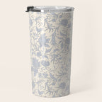Hand Drawn Jacobean Floral - Blue Cream Travel Mug Gallery Image 3