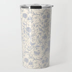 Hand Drawn Jacobean Floral - Blue Cream Travel Mug Gallery Image 1