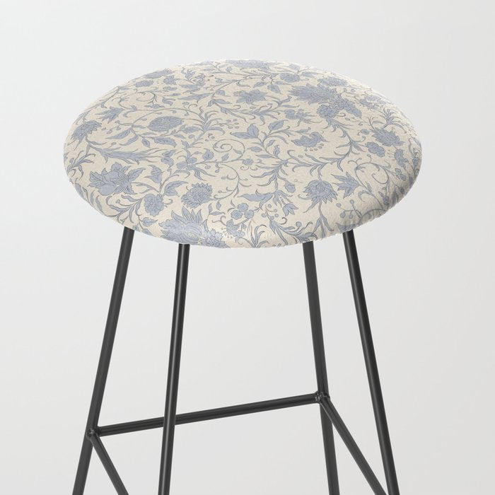 Hand Drawn Jacobean Floral - Blue Cream Stool Gallery Image 2