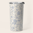 Hand Drawn Jacobean Floral - Blue Cream Travel Mug Gallery Image 2