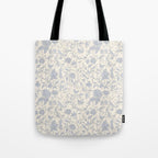 Hand Drawn Jacobean Floral - Blue Cream Tote Bag Gallery Image 1