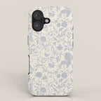 Hand Drawn Jacobean Floral - Blue Cream iPhone Case Gallery Image 1