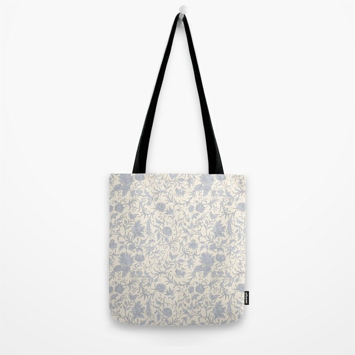 Hand Drawn Jacobean Floral - Blue Cream Tote Bag Gallery Image 2