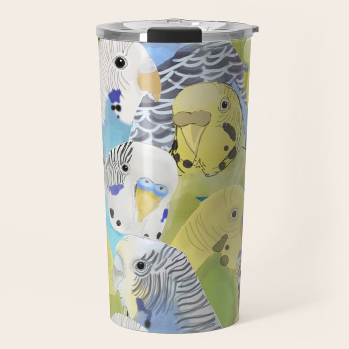 Budgie Parakeets Travel Mug Gallery Image 1
