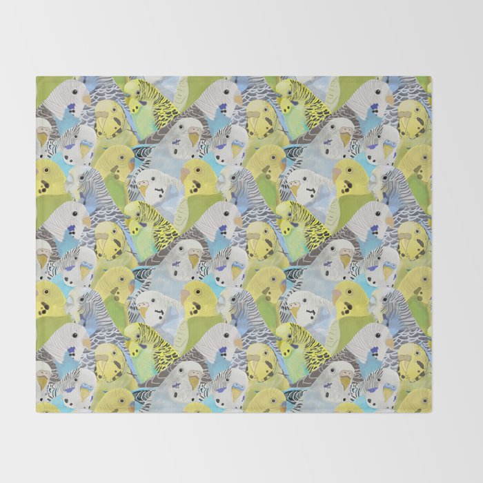 Budgie Parakeets Throw Blanket Gallery Image 2