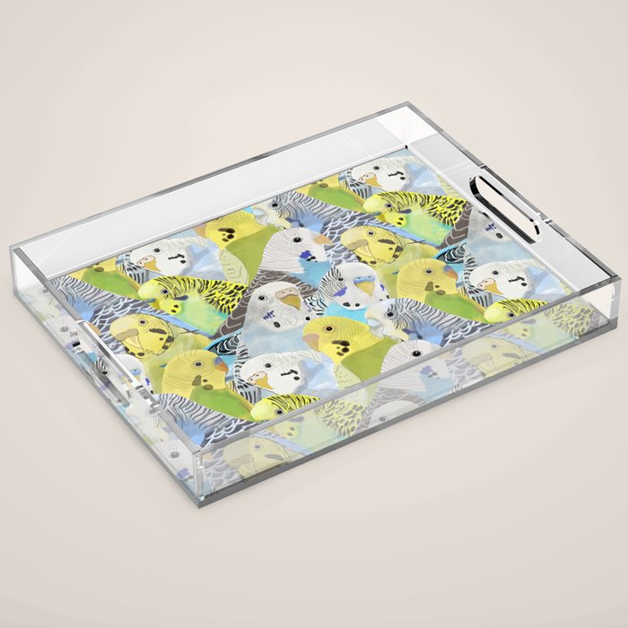 Budgie Parakeets Acrylic Tray Gallery Image 1