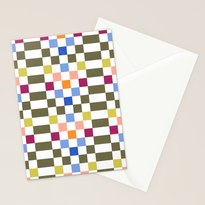 Colorful Mod Checkerboard Stationery Card Gallery Image 2