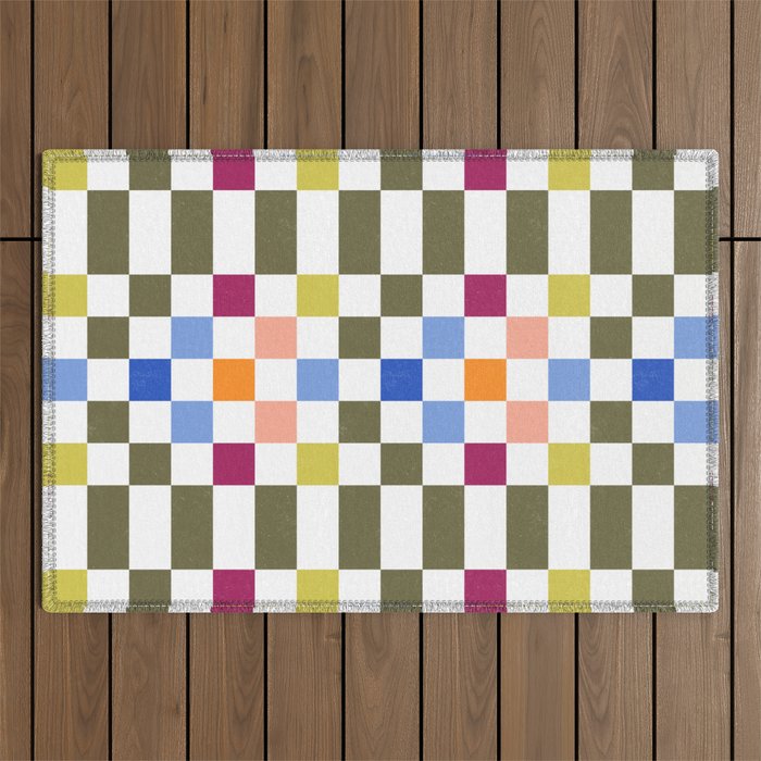 Colorful Mod Checkerboard Outdoor Rug Gallery Image 1