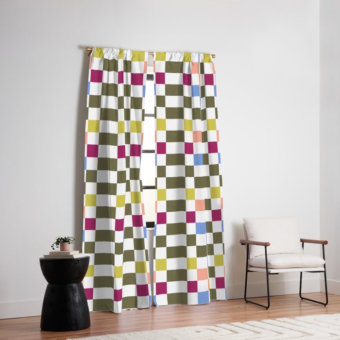 Colorful Mod Checkerboard Window Curtain Gallery Image 2