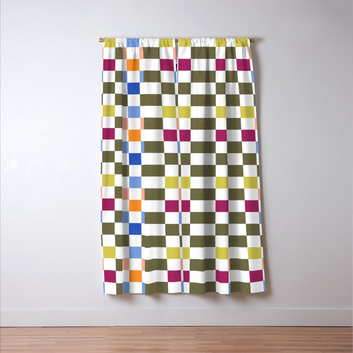 Colorful Mod Checkerboard Window Curtain Gallery Image 3