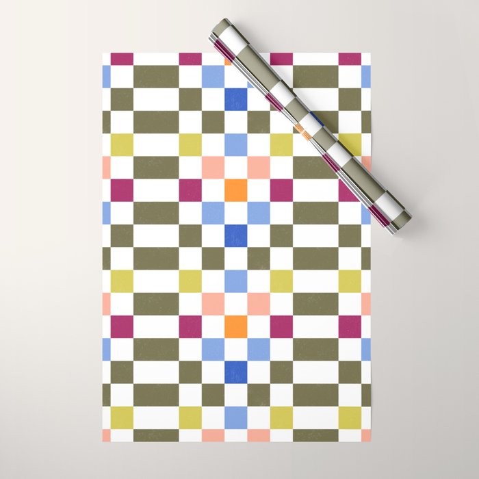 Colorful Mod Checkerboard Wrapping Paper Gallery Image 1