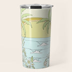 tropical vibes fl sunshine seashells waves // retro surf art by surfy birdy Travel Mug Gallery Image 1