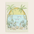 tropical vibes fl sunshine seashells waves // retro surf art by surfy birdy Poster Gallery Image 4