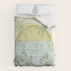 tropical vibes fl sunshine seashells waves // retro surf art by surfy birdy Comforter Gallery Image 6