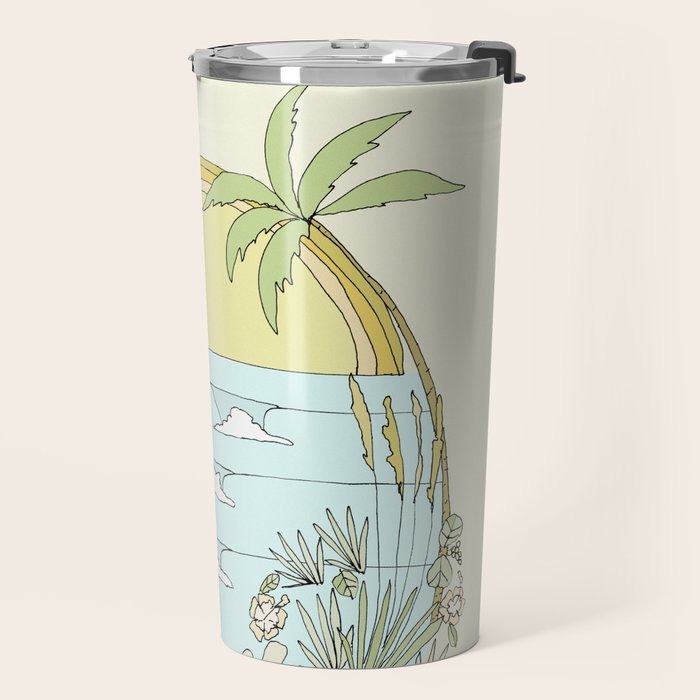 tropical vibes fl sunshine seashells waves // retro surf art by surfy birdy Travel Mug Gallery Image 2