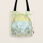 tropical vibes fl sunshine seashells waves // retro surf art by surfy birdy Tote Bag Gallery Image 1