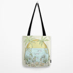 tropical vibes fl sunshine seashells waves // retro surf art by surfy birdy Tote Bag Gallery Image 2