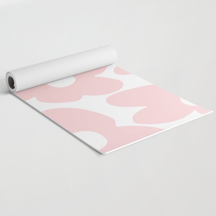 Large Baby Pink Retro Flowers on White Background #decor #society6 #buyart Yoga Mat Gallery Image 2