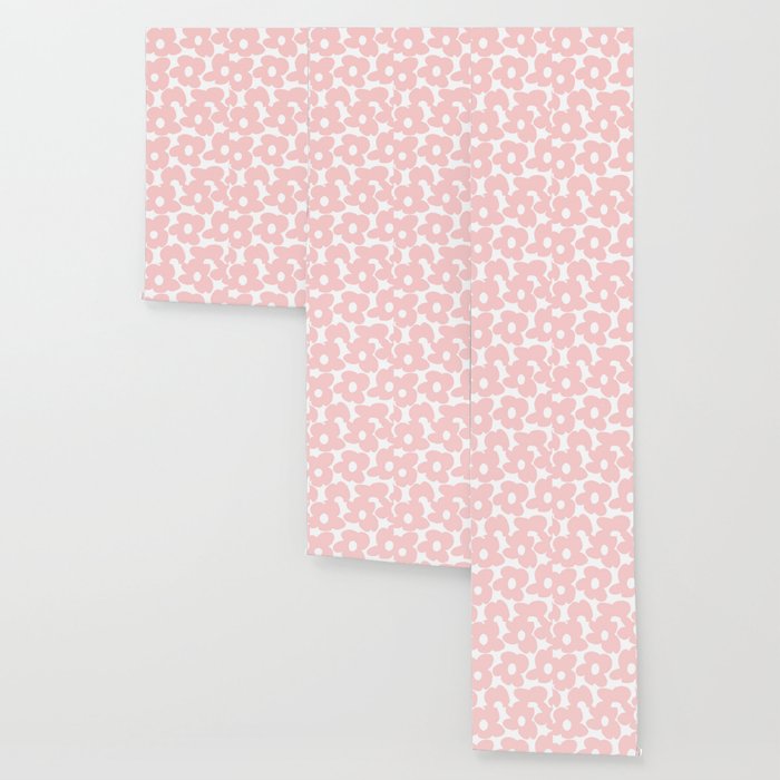 Large Baby Pink Retro Flowers on White Background #decor #society6 #buyart Wallpaper Gallery Image 3