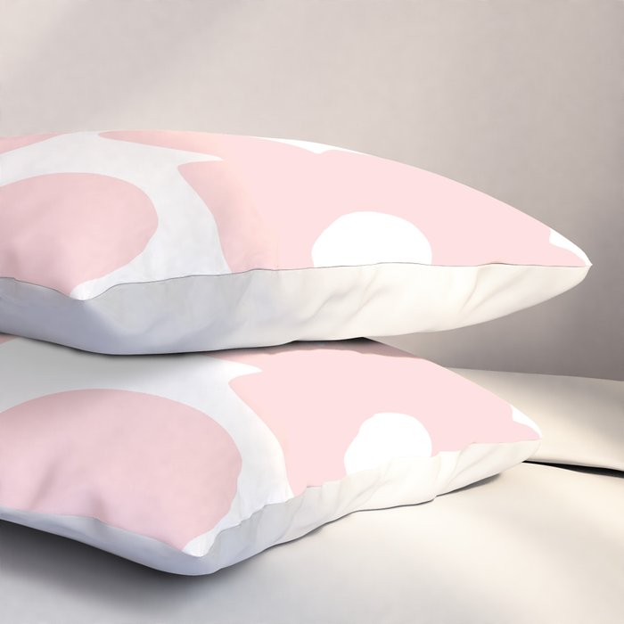 Large Baby Pink Retro Flowers on White Background #decor #society6 #buyart Pillow Sham Gallery Image 3