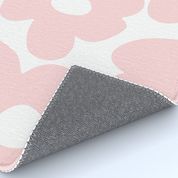 Large Baby Pink Retro Flowers on White Background #decor #society6 #buyart Rug Gallery Image 4