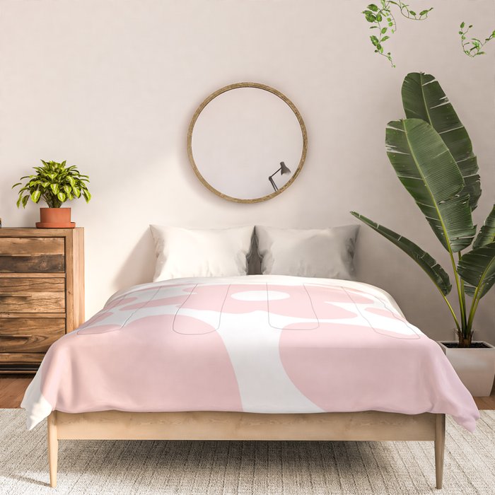 Large Baby Pink Retro Flowers on White Background #decor #society6 #buyart Comforter Gallery Image 3