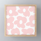 Large Baby Pink Retro Flowers on White Background #decor #society6 #buyart Mini Art Print Gallery Image 1