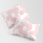 Large Baby Pink Retro Flowers on White Background #decor #society6 #buyart Pillow Sham Gallery Image 3