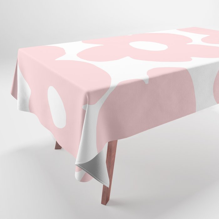Large Baby Pink Retro Flowers on White Background #decor #society6 #buyart Tablecloth Gallery Image 1