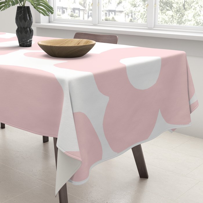 Large Baby Pink Retro Flowers on White Background #decor #society6 #buyart Tablecloth Gallery Image 3