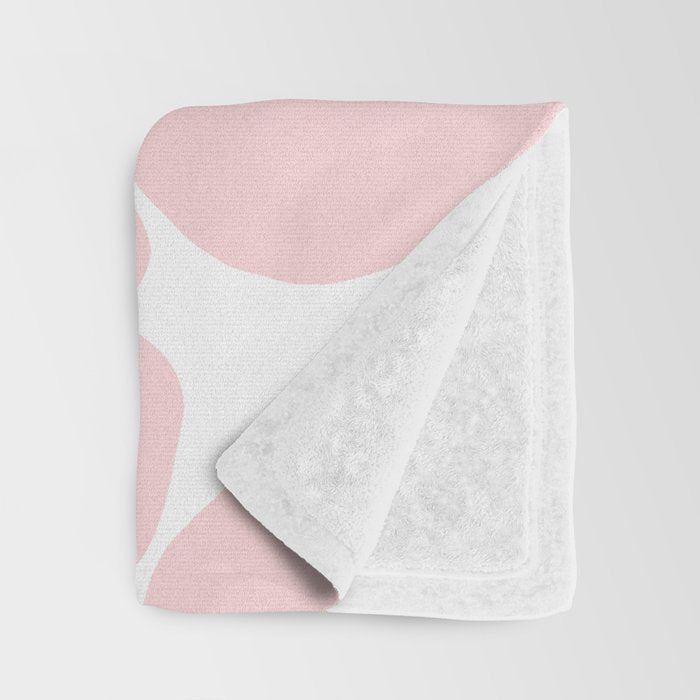 Large Baby Pink Retro Flowers on White Background #decor #society6 #buyart Throw Blanket Gallery Image 3