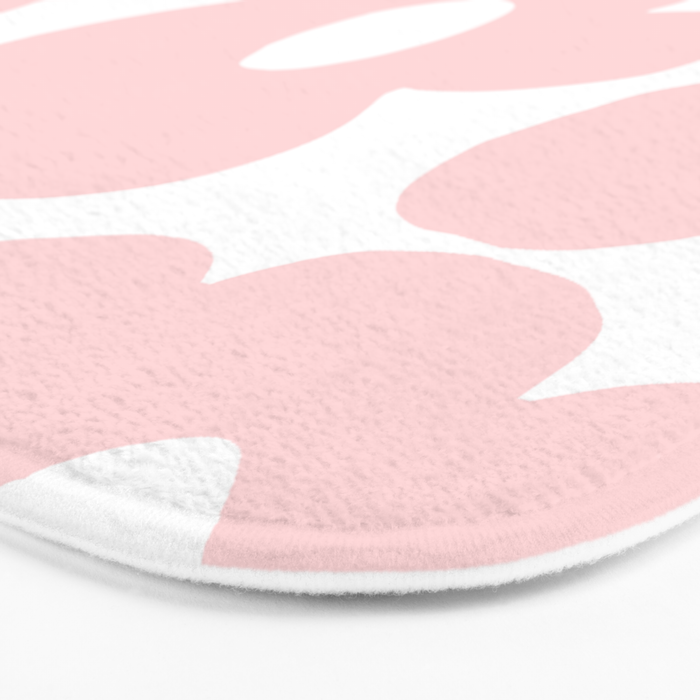 Large Baby Pink Retro Flowers on White Background #decor #society6 #buyart Bath Mat Gallery Image 3