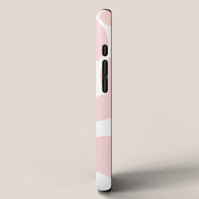 Large Baby Pink Retro Flowers on White Background #decor #society6 #buyart iPhone Case Gallery Image 2