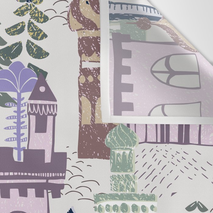 Block print Home pattern lilac Wall Tapestry Gallery Image 3