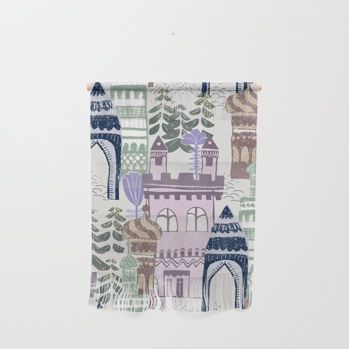 Block print Home pattern lilac Wall Hanging Gallery Image 1