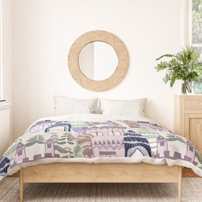 Block print Home pattern lilac Duvet Cover Gallery Image 3