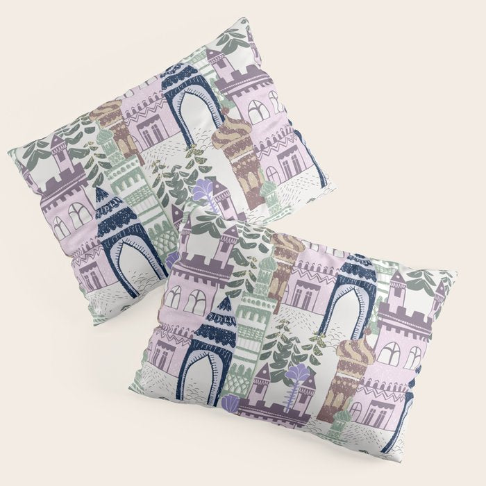 Block print Home pattern lilac Pillow Sham Gallery Image 3