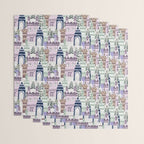 Block print Home pattern lilac Wrapping Paper Gallery Image 3