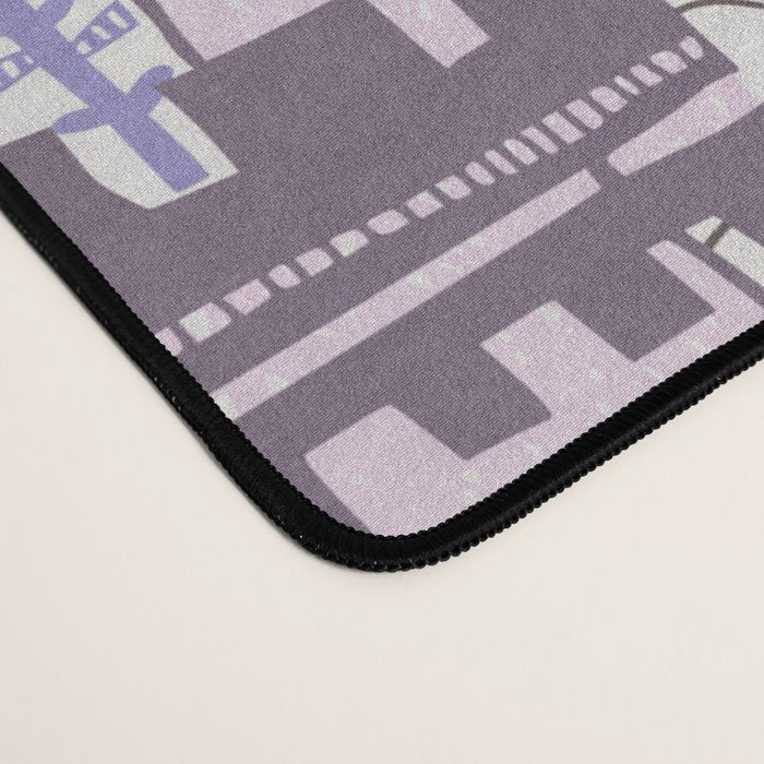 Block print Home pattern lilac Desk Mat Gallery Image 4