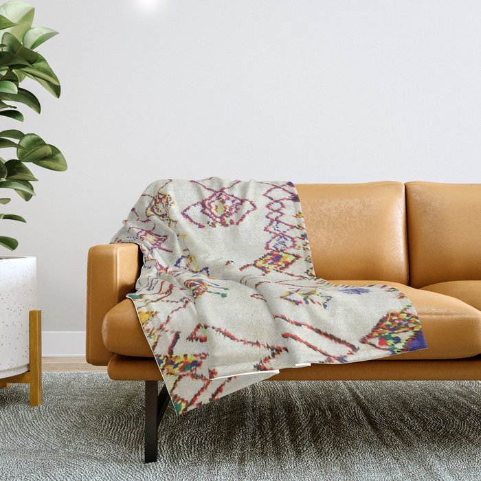 Red Yellow Abstract Antique Colorful Moroccan Rug Print Throw Blanket Gallery Image 1