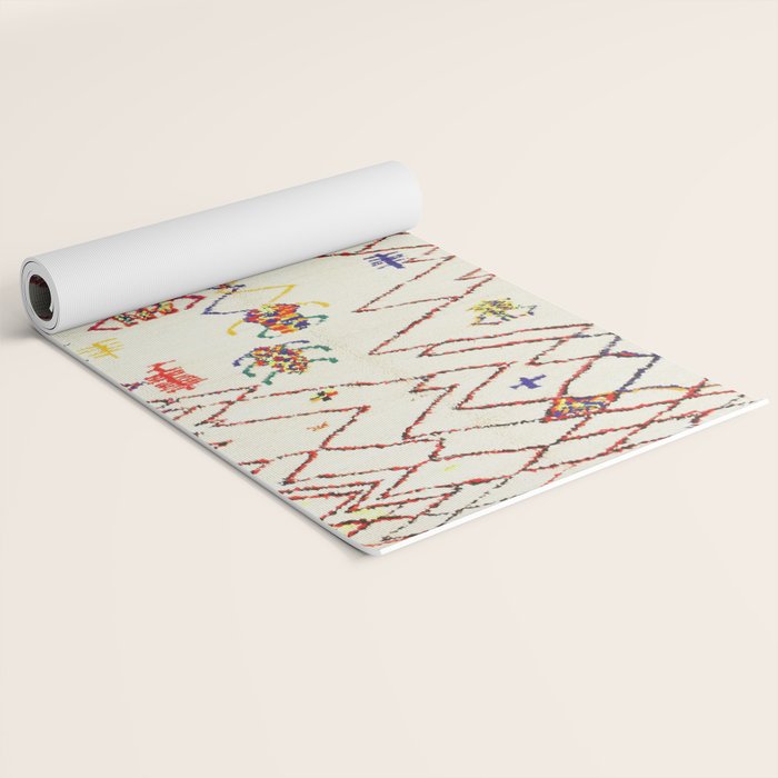 Red Yellow Abstract Antique Colorful Moroccan Rug Print Yoga Mat Gallery Image 2