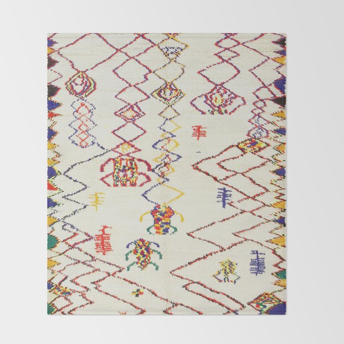 Red Yellow Abstract Antique Colorful Moroccan Rug Print Throw Blanket Gallery Image 2