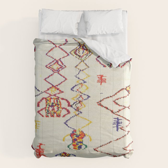 Red Yellow Abstract Antique Colorful Moroccan Rug Print Comforter Gallery Image 6